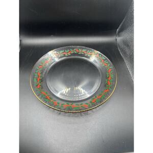 SET OF 7 VINTAGE ARCOROC Holly Berry Glass Salad Holiday Christmas 7" Plates